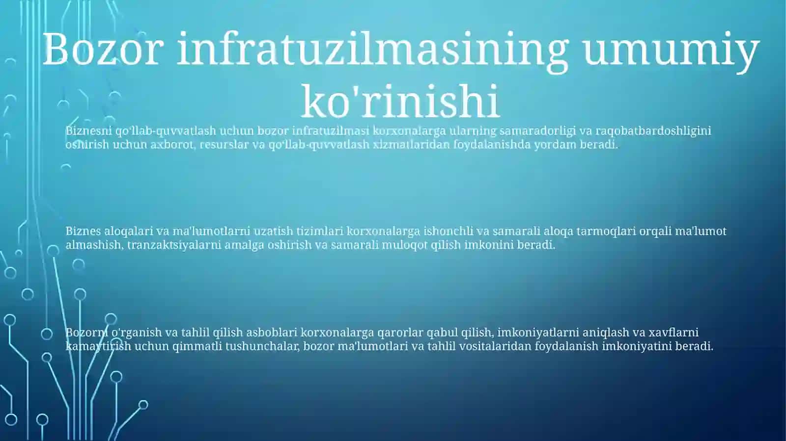 Biznes Subeyktlariga Hizmat Ko'RstuvchiBozorInfratuzilmalari 2