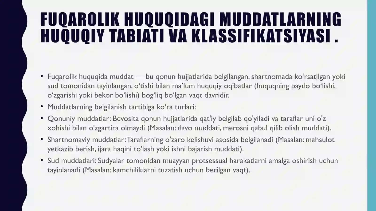 Fuqarolik huquqida muddatlar va davo muddati 2