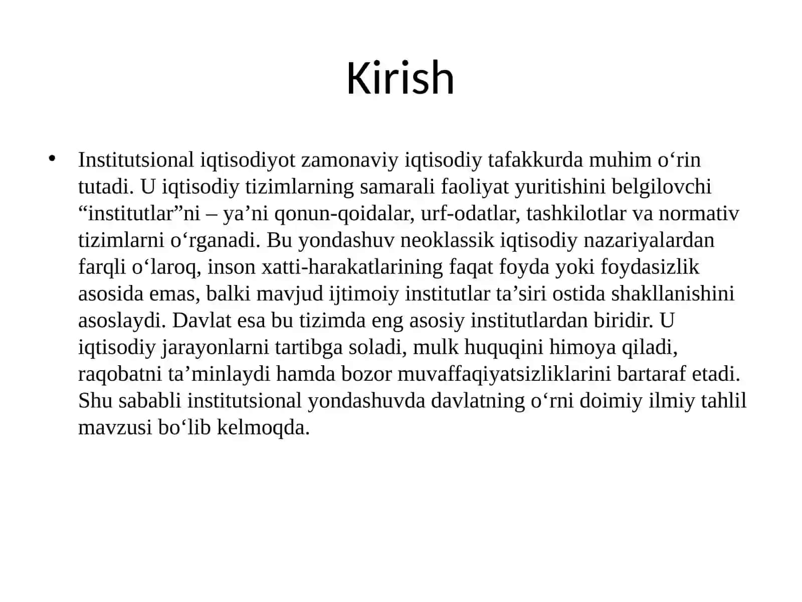 Institutsional iqtisodiyotda davlatning roli: yangi institutsional yondashuvlar tahlili 2
