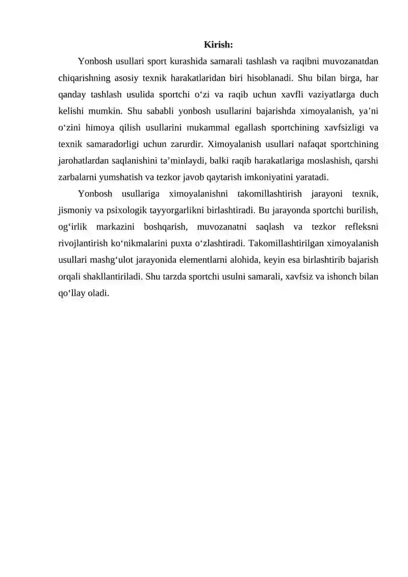 Yonbosh usullariga ximoyalanish usullarini takomillashtirish 2