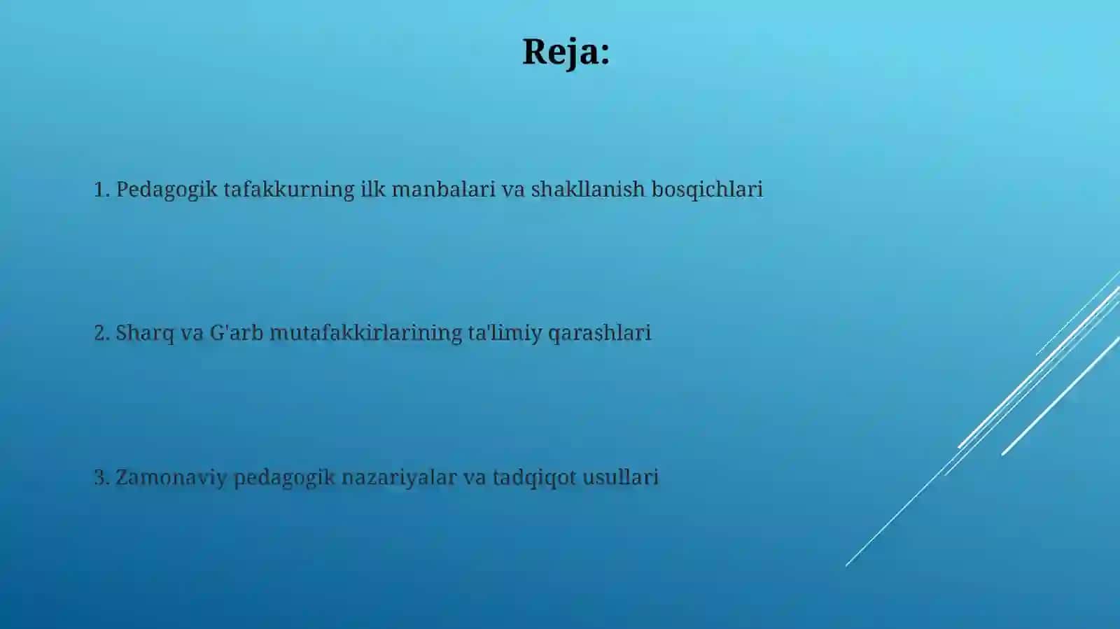 Pedagogik fikrlartaraqqiyoti ilmiy bilimlar sohasi sifatida 2