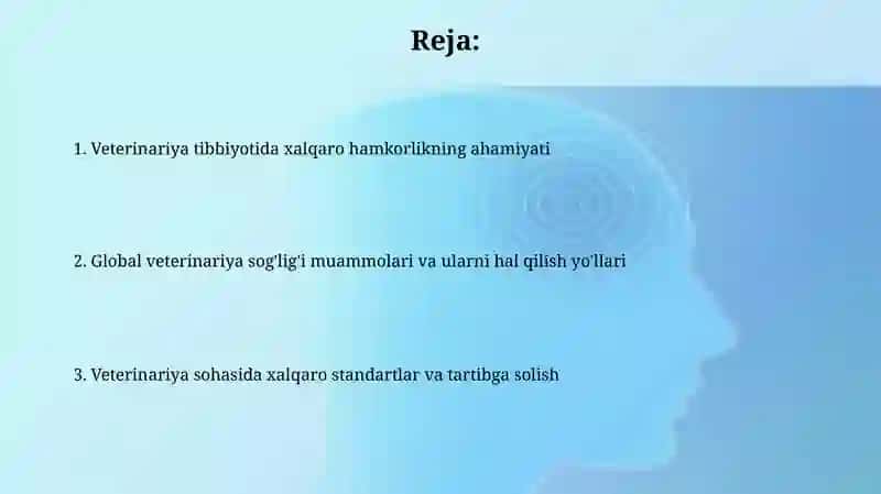 Veterinariya sohasida olib boriladigan xalqaro aloqalar 2
