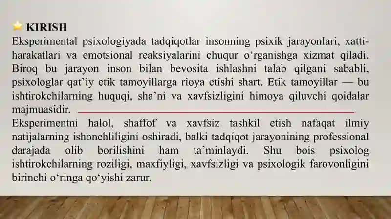 Eksperimental psixologik tekshirishlardagi umumiy etikaviy tamoyillari 2