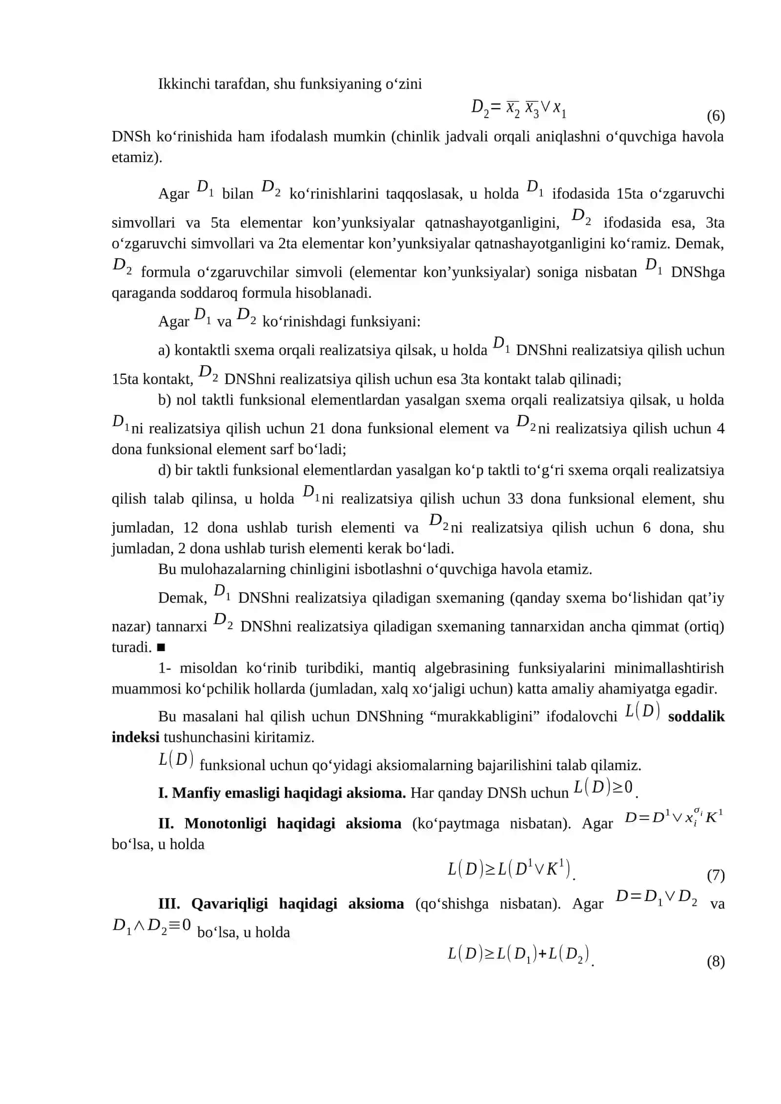 Matematik mantiq funksiyalarini minimallashtirish muammosi 2