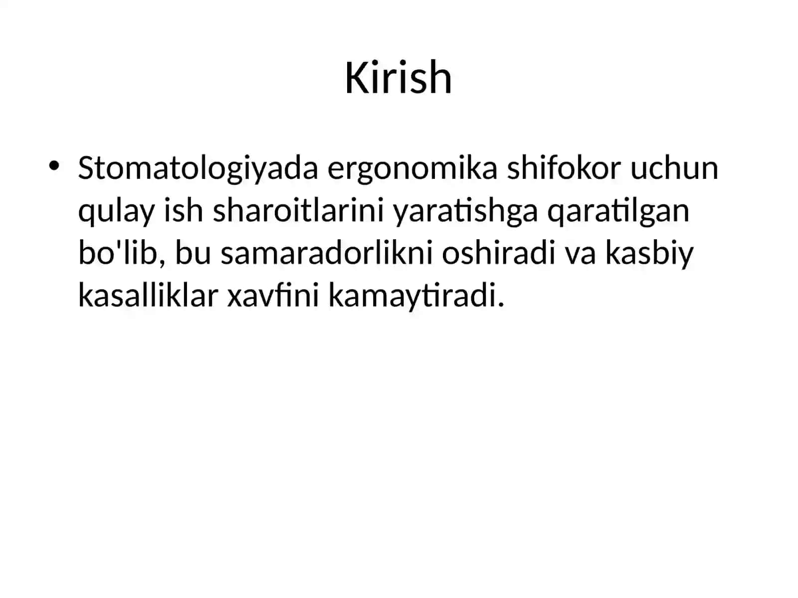 Stomatologiyada ergonomika: Restavratsiyaga kirish 2