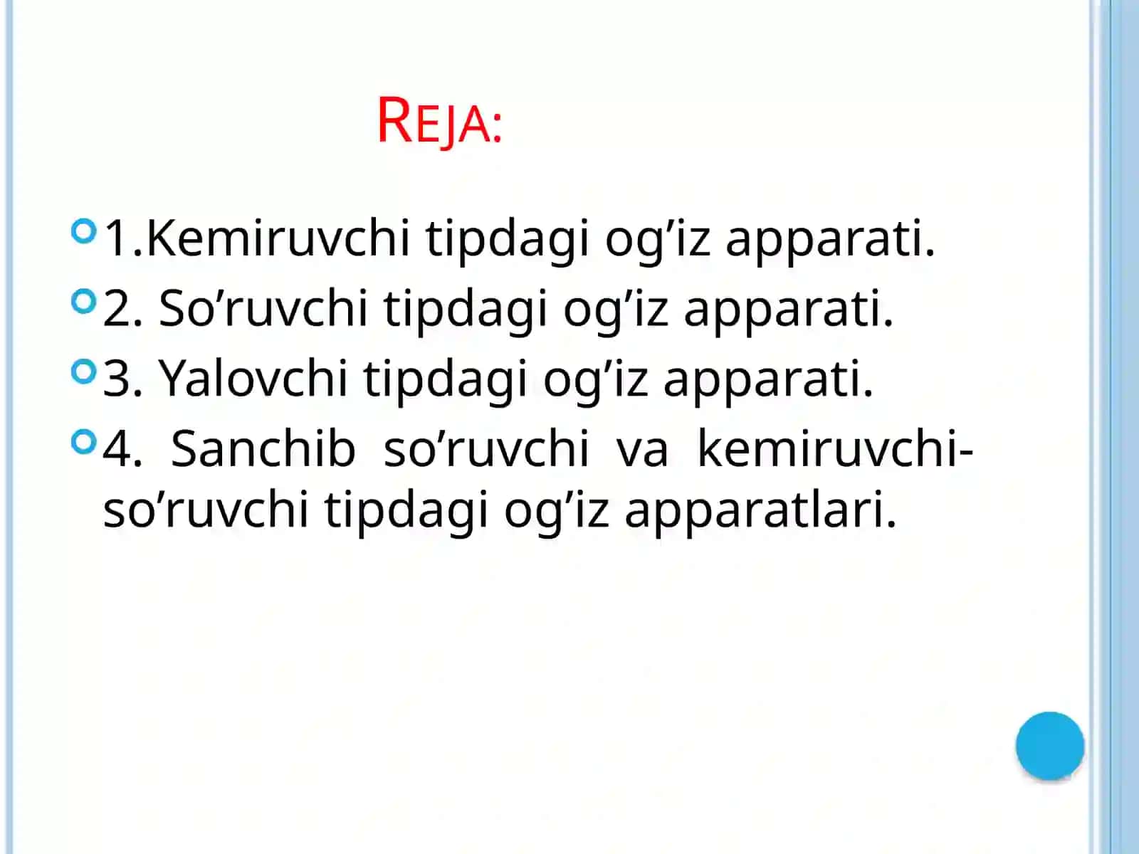 Hasharotlarning og’iz apparatlari va ularning tuzilishi 2