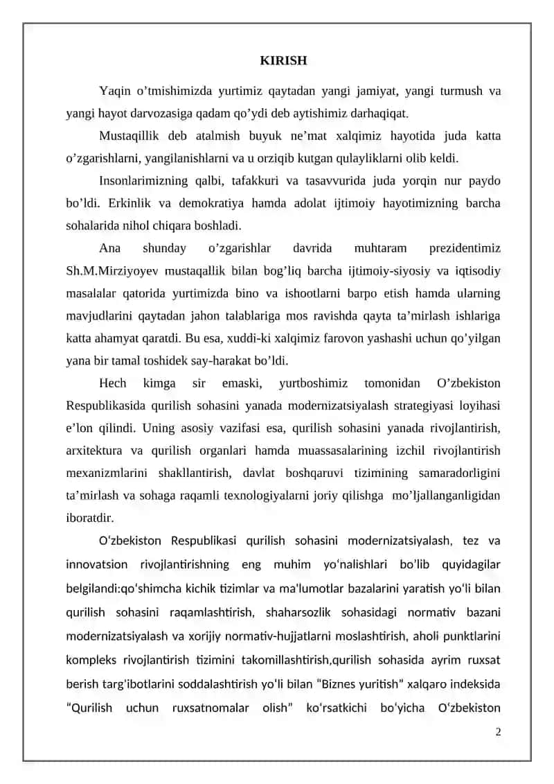 Buxoro shahridagi qurilish ashyolari ishlab chiqarish binosini barpo etish loyihasini 2