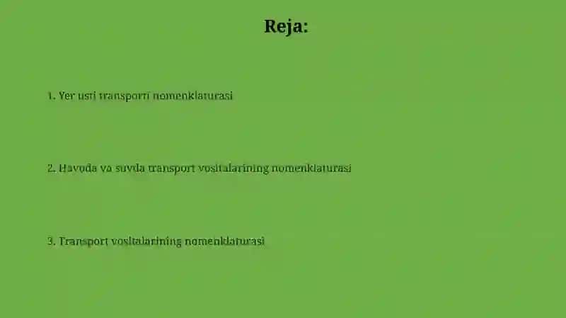 Transport vositalarining nomenklaturasi 2