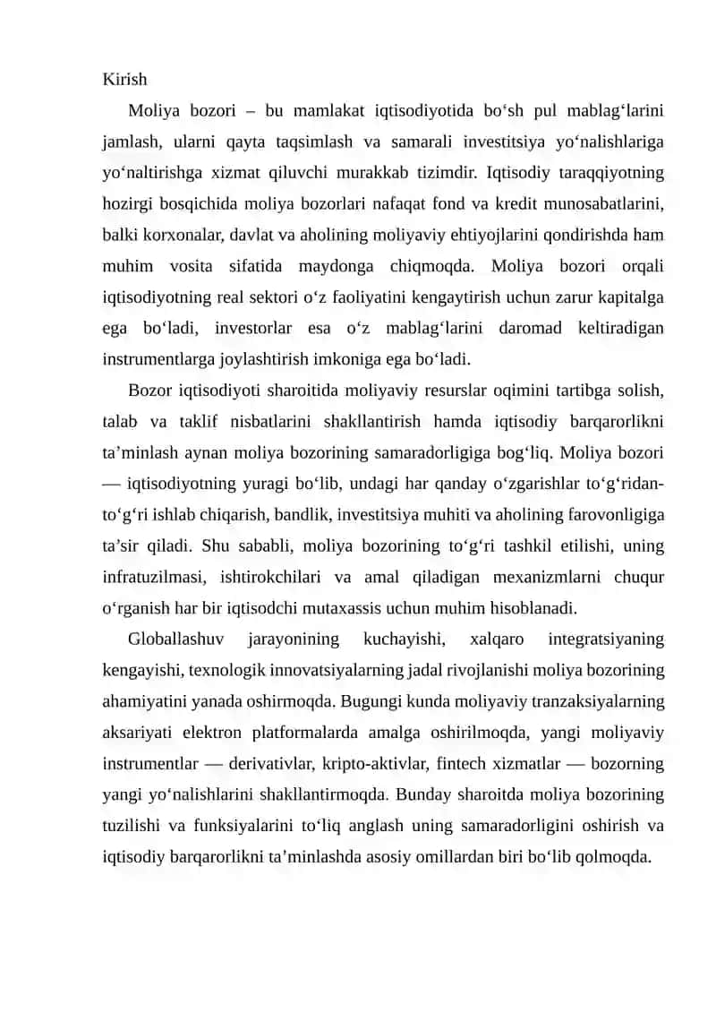 Moliya Bozori va Uni Tuzilishi Xamda Moliya Bozorining Funksiyalari 2