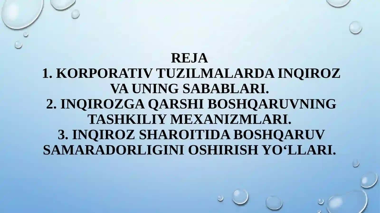 Inqirozga qarshi boshqaruvning tashkiliy xususiyatlari 2