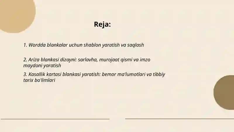 Word matn taxrirlagichda turli xil blankalar yaratish 2