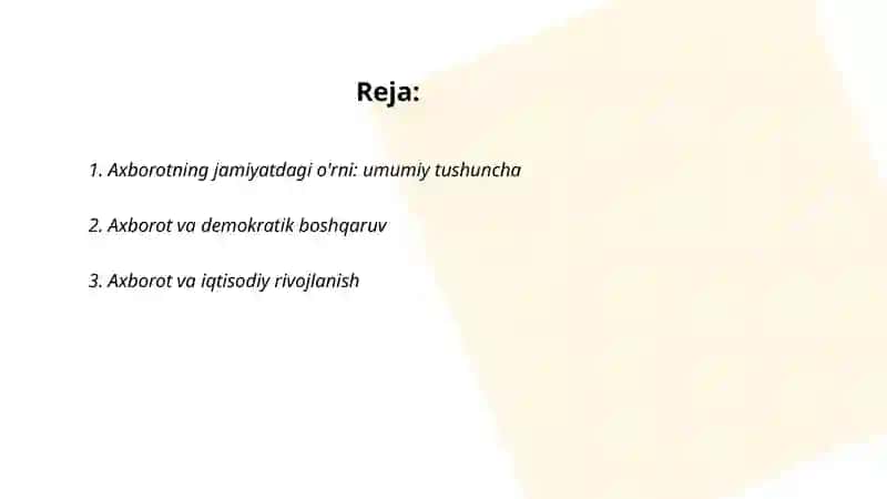 Axborotning jamiyatdagi õrni va axamyati 2