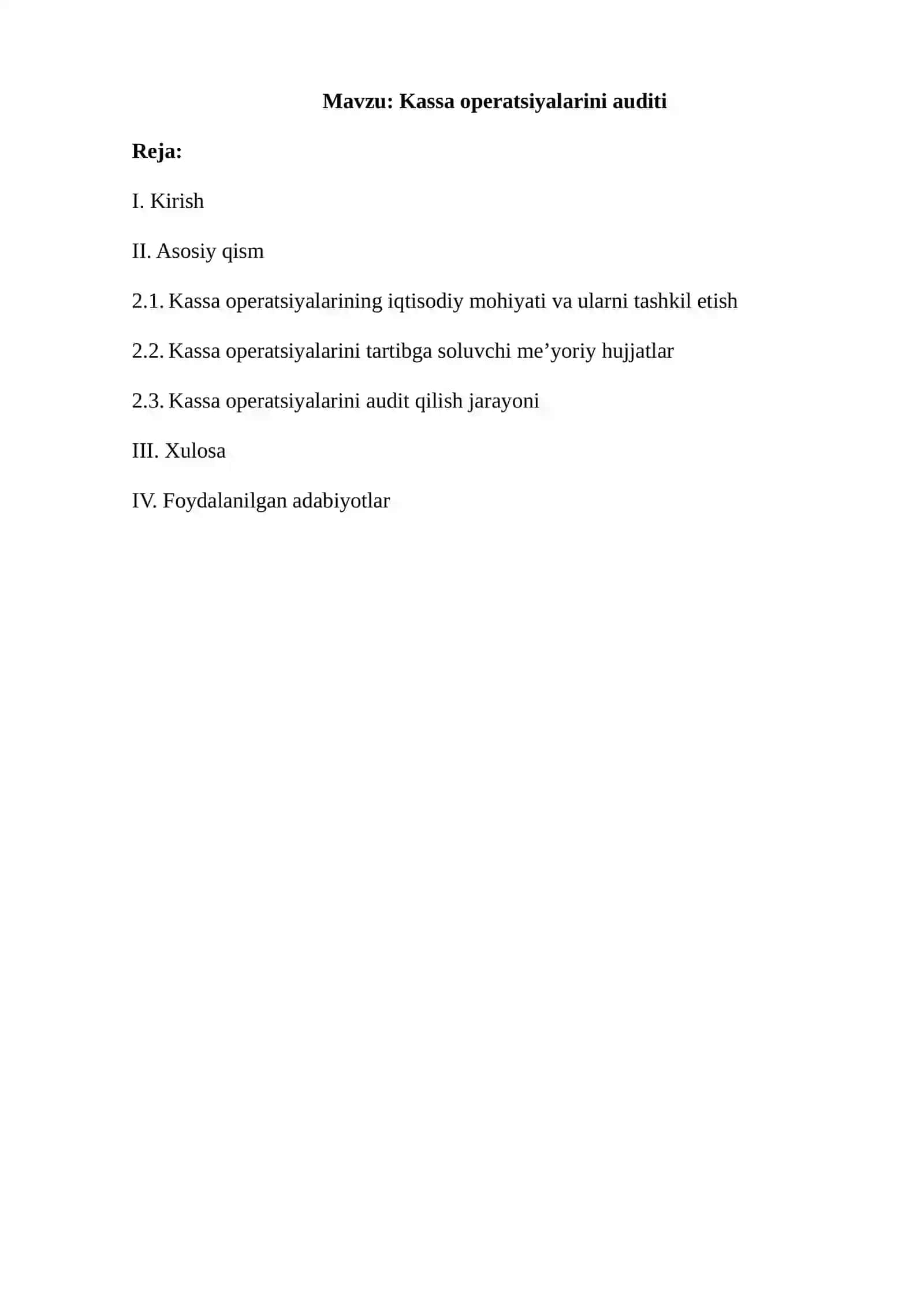 Kassa operatsiyalarini auditi 2