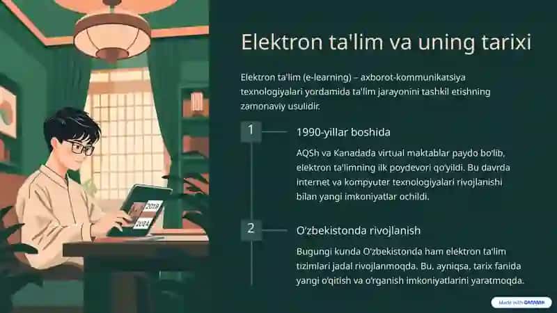 Tarix ta'limida elektron taqdimot yaratish:zamonaviyyondashuvlar va metodlar 2