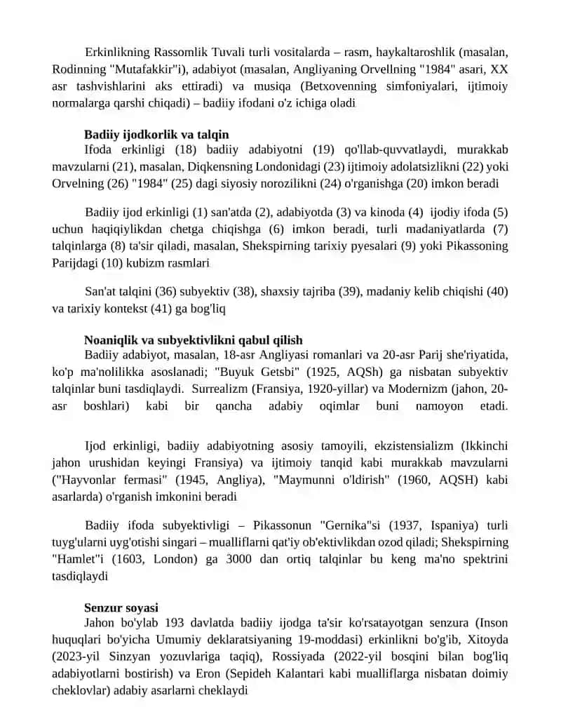 Badiiy adabiyat soʻz sanʼati erkinligi 2