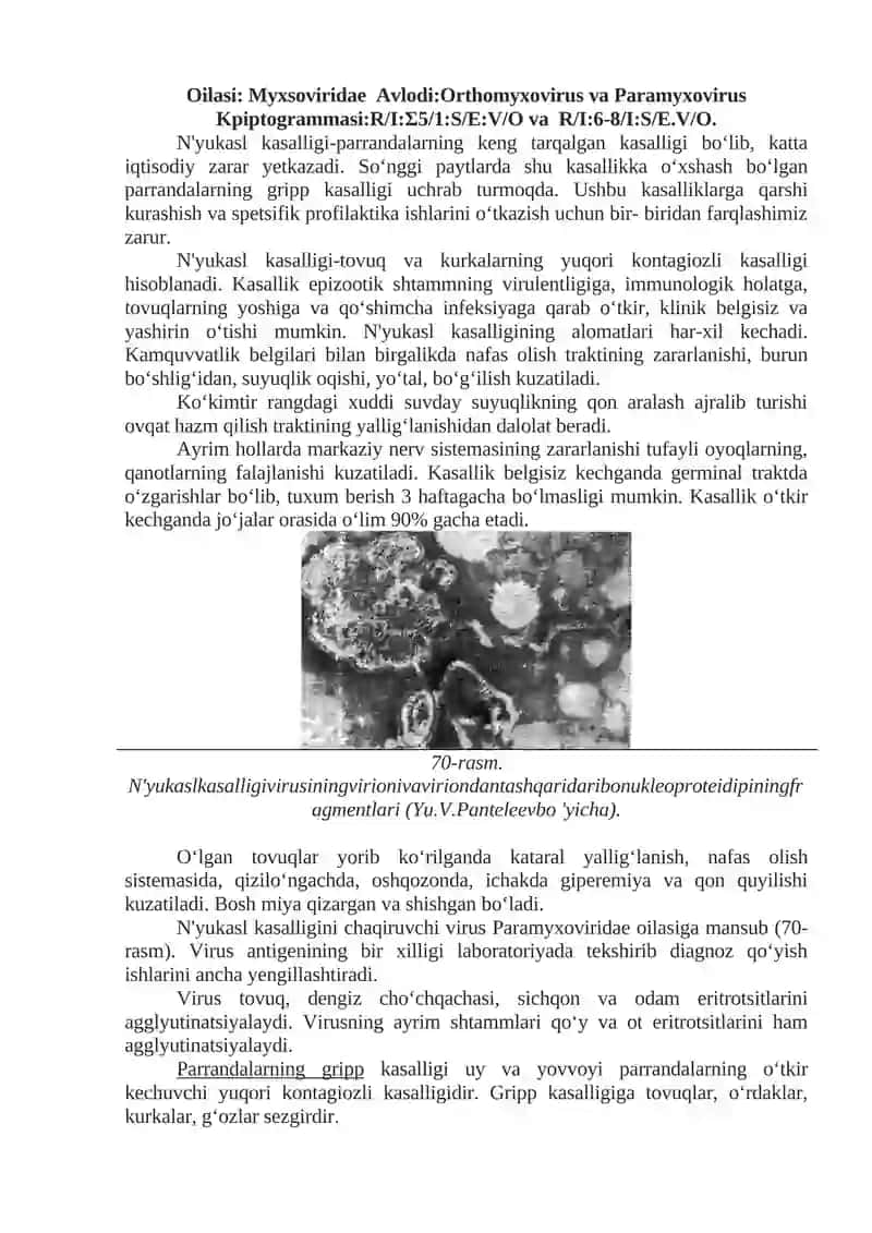 Gemagglyutitnatsiyani to‘xtatish reaksiyasi yordamida parrandalarning gripp virusini Nyukasl kasalligi virusidan farqlash 2