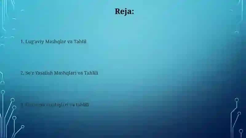 Lug'aviy Mashqlar va Tahlil 2