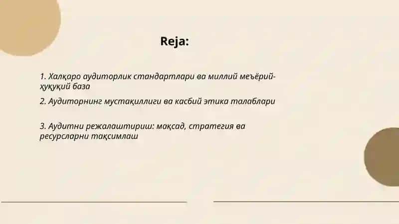 Молиявий ҳисоботнинг халқаро стандартлари асосида молиявий ҳисобот аудитини ташкил этиш 2
