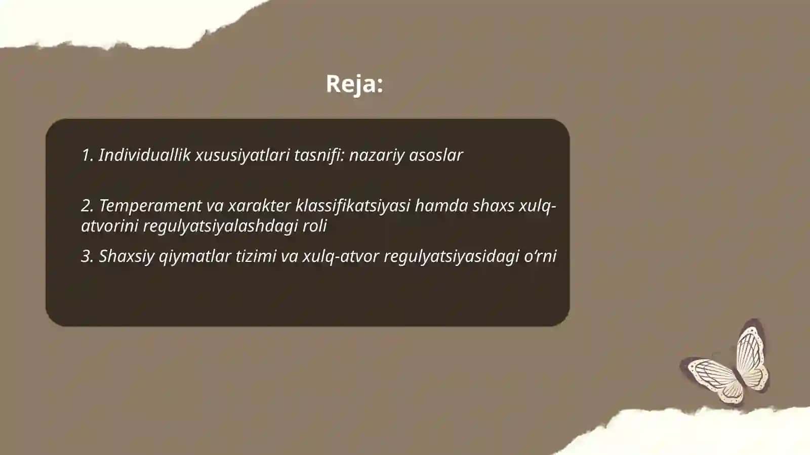 Individuallik xususiyatlari klassifikatsiyasi va ularning shaxs xulq-atvori regulyatsiyasidagi oʻrni 2