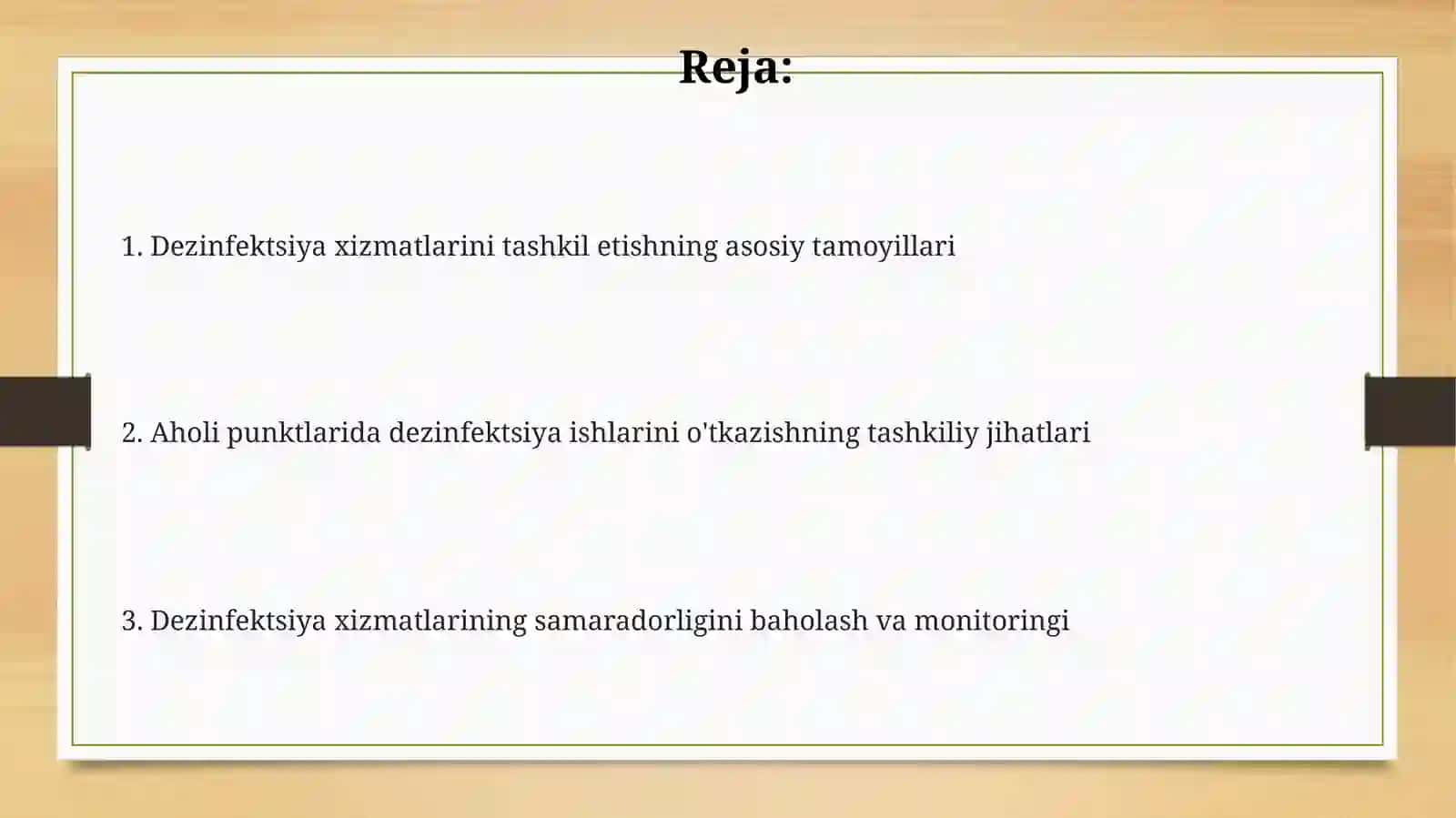 Dezinfektsiya xizmatlarini tashkil etishning asosiy tamoyillari 2