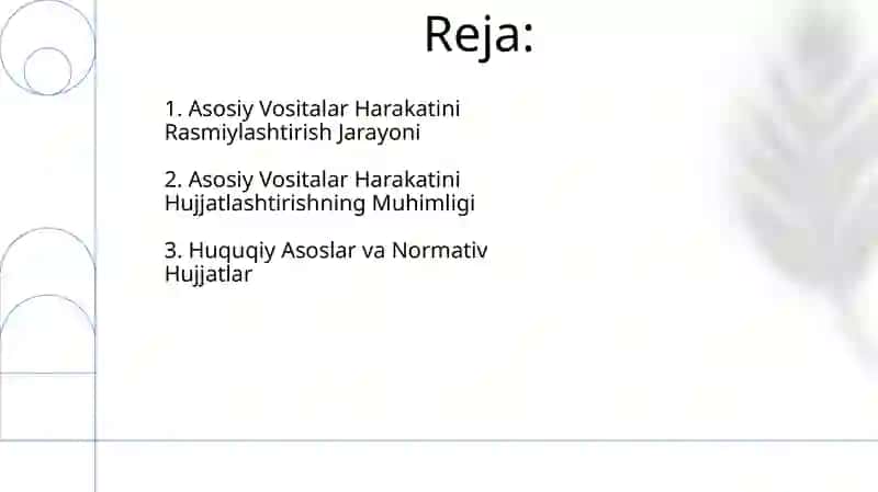 Asosiy Vositalar Harakatini Hujjatlashtirish 2