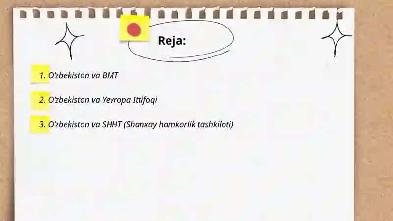 Oʻzbekistoning xalqaro tashkilotlar bilan hamkorlik aloqalari 2
