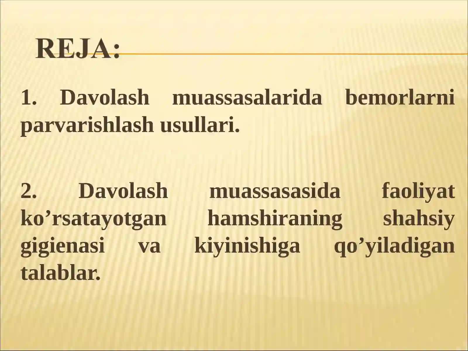 Davolash muassasalarida bemorlarni parvarishlash usullari 2