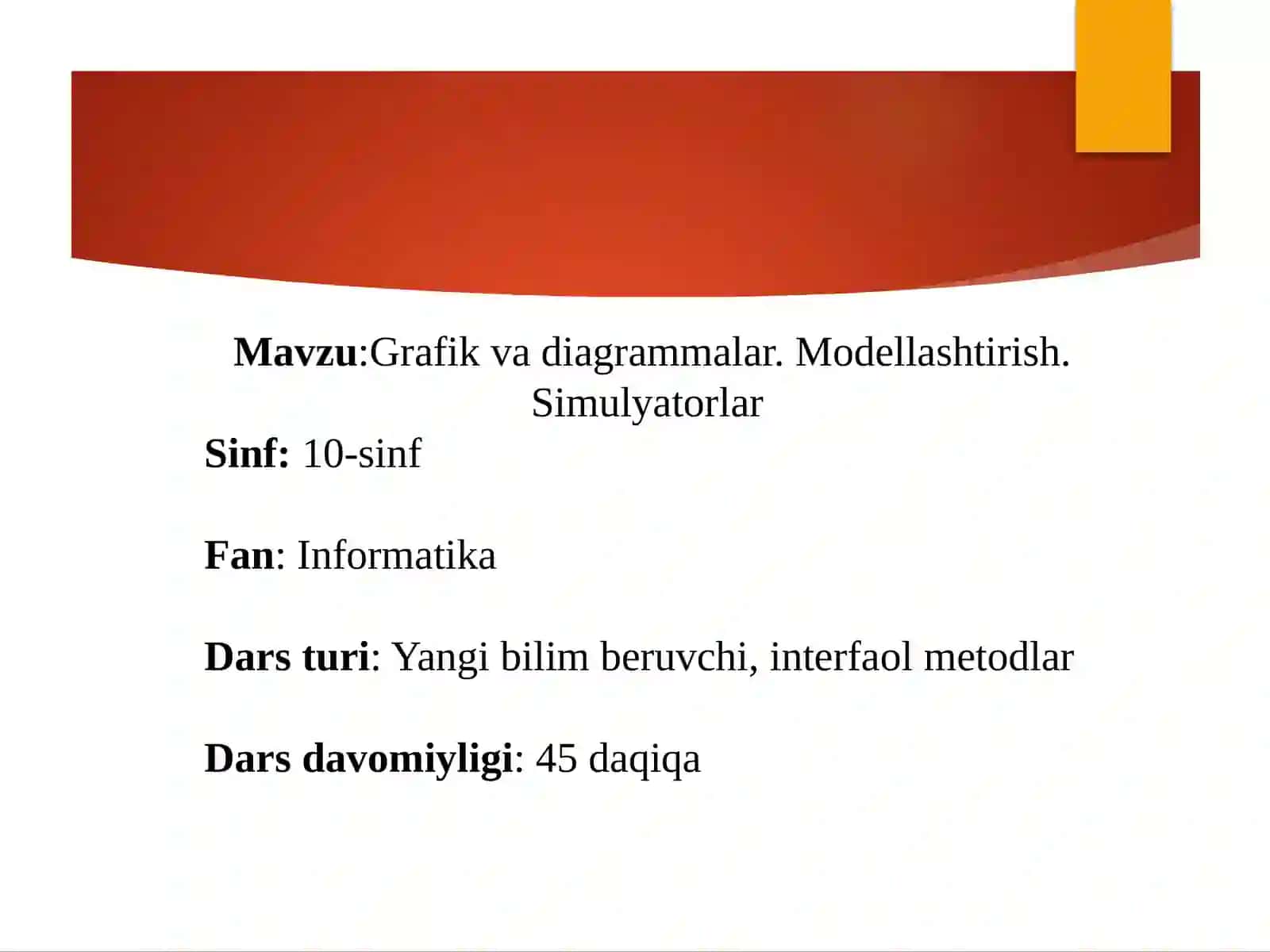 Grafik va diagrammalar modellashtirish 2