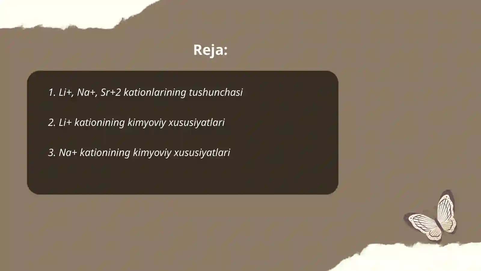 Li+, Na+, Sr+2 kationlarini tizimli tahlil chizmasini tuzish va analitik reaksiyalari 2