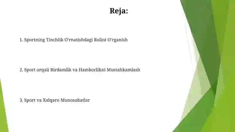Sportning Tinchlik O'rnatishdagi Rolini O'rganish 2