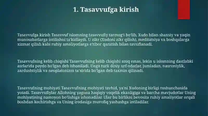 Tasavvuf Tushunchasi Va Uning Mohiyati.Tasavvufning Kelib Chiqishi Mazmuni Va Mohiyati 2