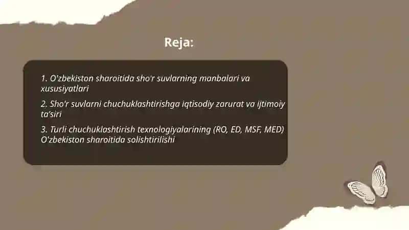 O'zbekiston sharoitida shõr suvlarni chuchuklashtirish ğoyasini yaratish 2
