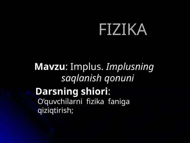 Implus. Implusning saqlanish qonuni 2