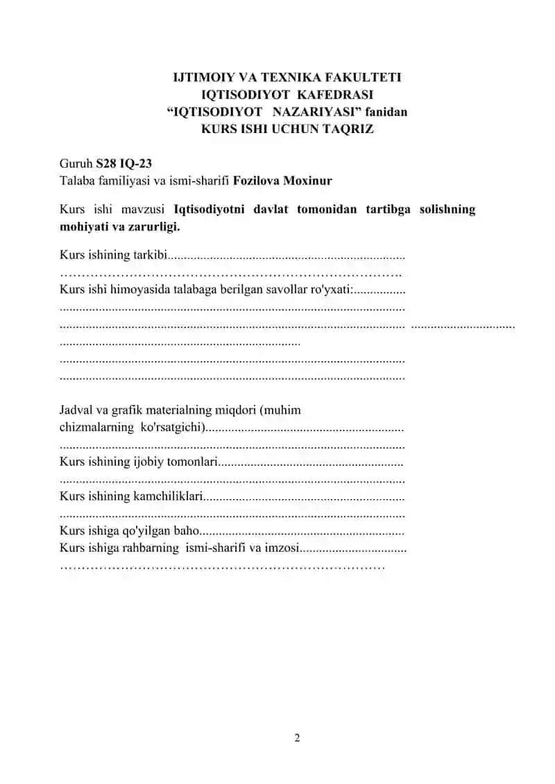 IQTISODIYOTNI DAVLAT TOMONIDAN TARTIBGA SOLISHNING MOHIYATI SHAKILLARI VA USULLARI 2