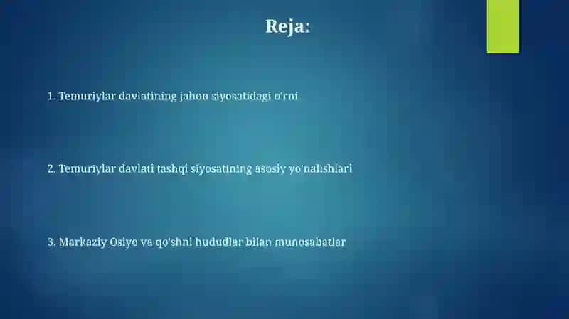 Temuriylar davlati tashqi siyosati 2