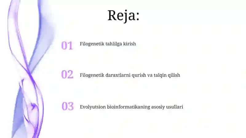 Filogenetik tahlil va evolyutsiya bioinformatika 2