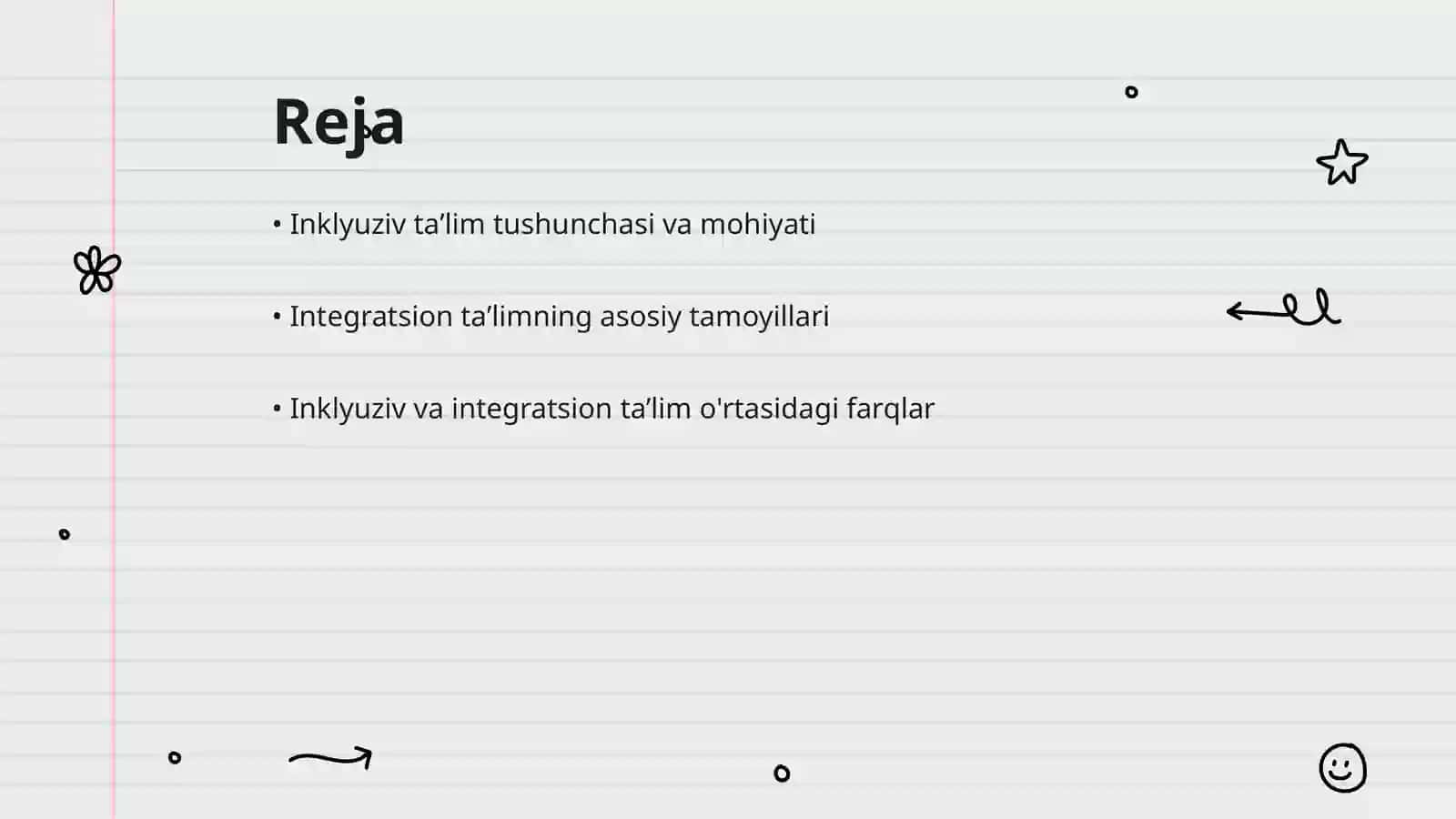 Inklyuziv ta’limning mohiyati, integratsion ta’limdan farqi va ijtimoiy reabilitatsiya haqida tushuncha berish 2