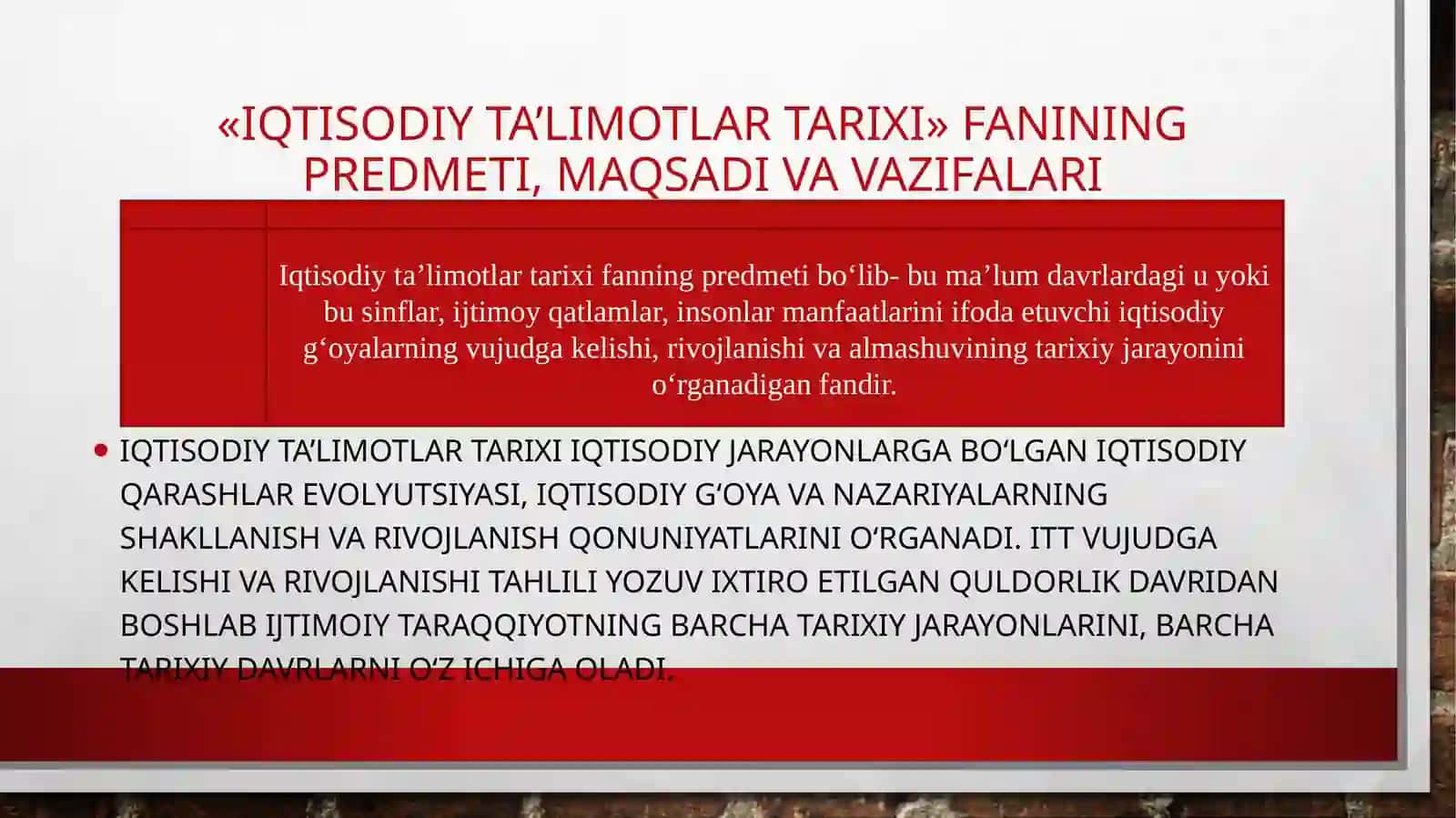 IQTISODIY TA'LIMOTLAR TARIXI 2