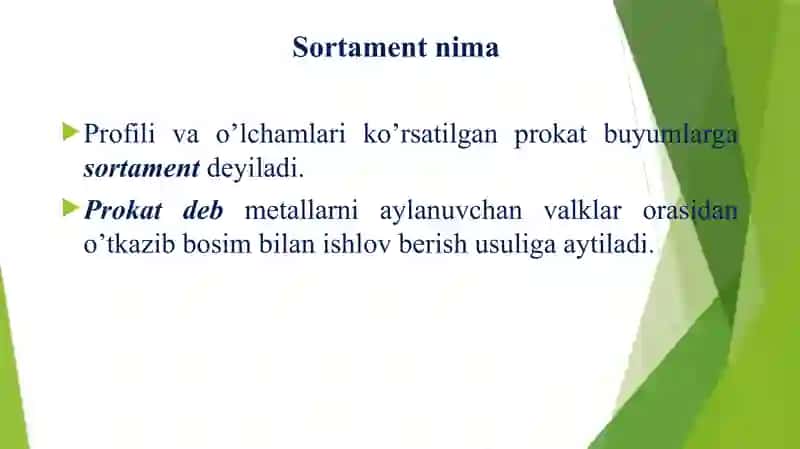 Metallarning sortamenti 2