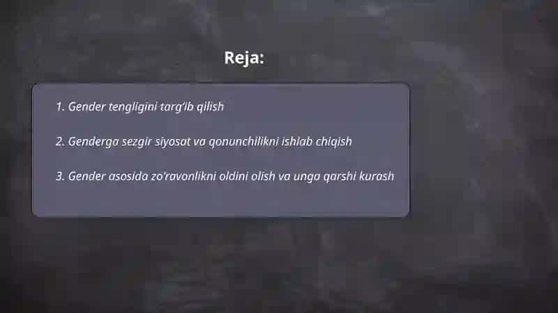 Genderni qo'llab quvvatlash 2