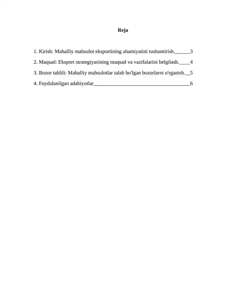 Mahalliy mahsulot eksport strategiyasi 2