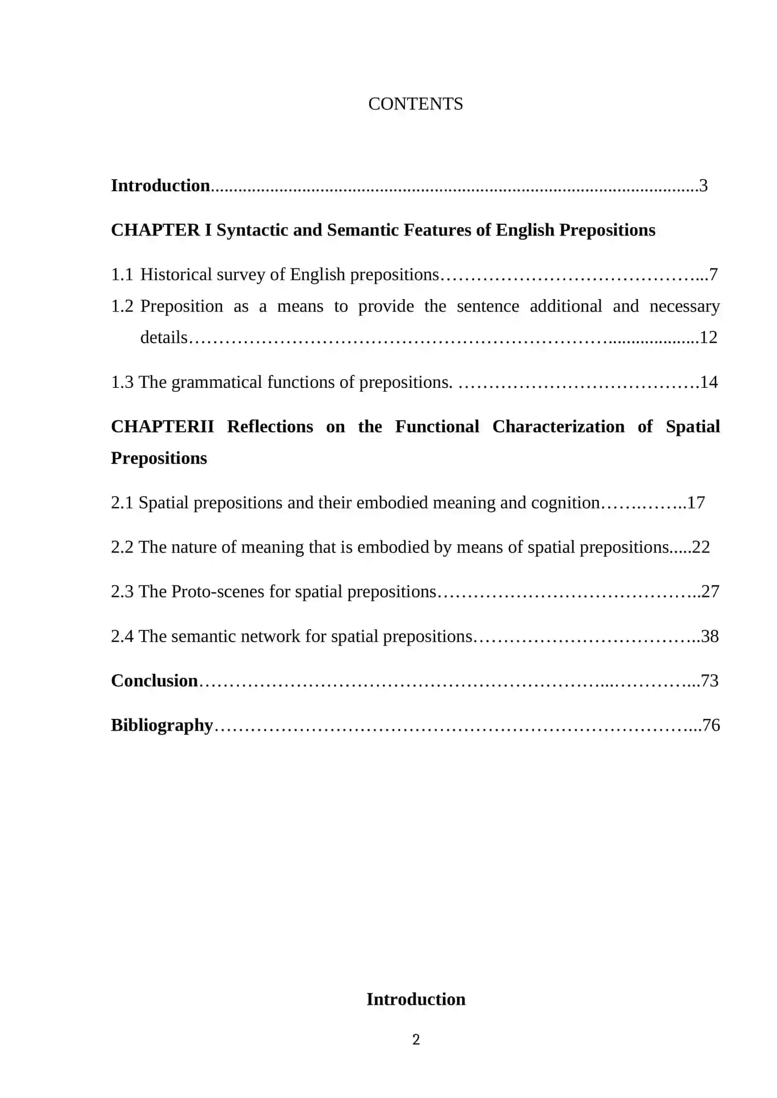 The Semantics of the English Spatial Prepositions 2