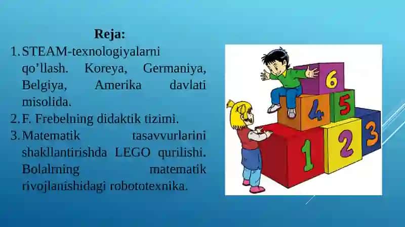 MAKTABGACHA YOSHDAGI BOLALARNI STEAM TEXNOLOGIYASI ASOSIDA ILK MATEMATIK TASAVVURLARINI SHAKLLANTIRISH 2