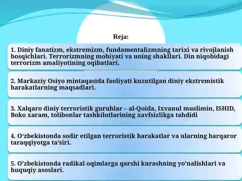 DINIY FANATIZM, EKSTREMIZM, FUNDAMENTALIZM, TERRORIZMNING TARIXI VA ULARNING HOZIRGI DAVRDA XAVFSIZL 2
