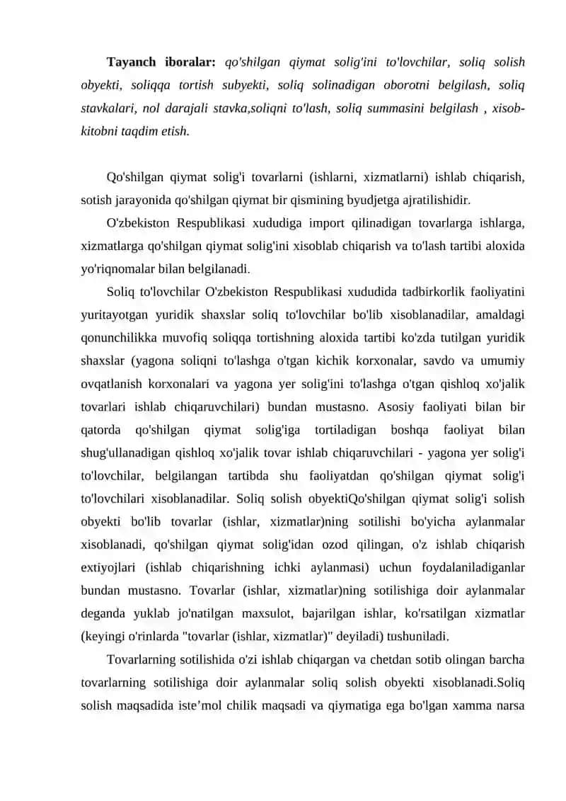 Qo'shilgan qiymat solig'i va soliq to'lovchilar 2