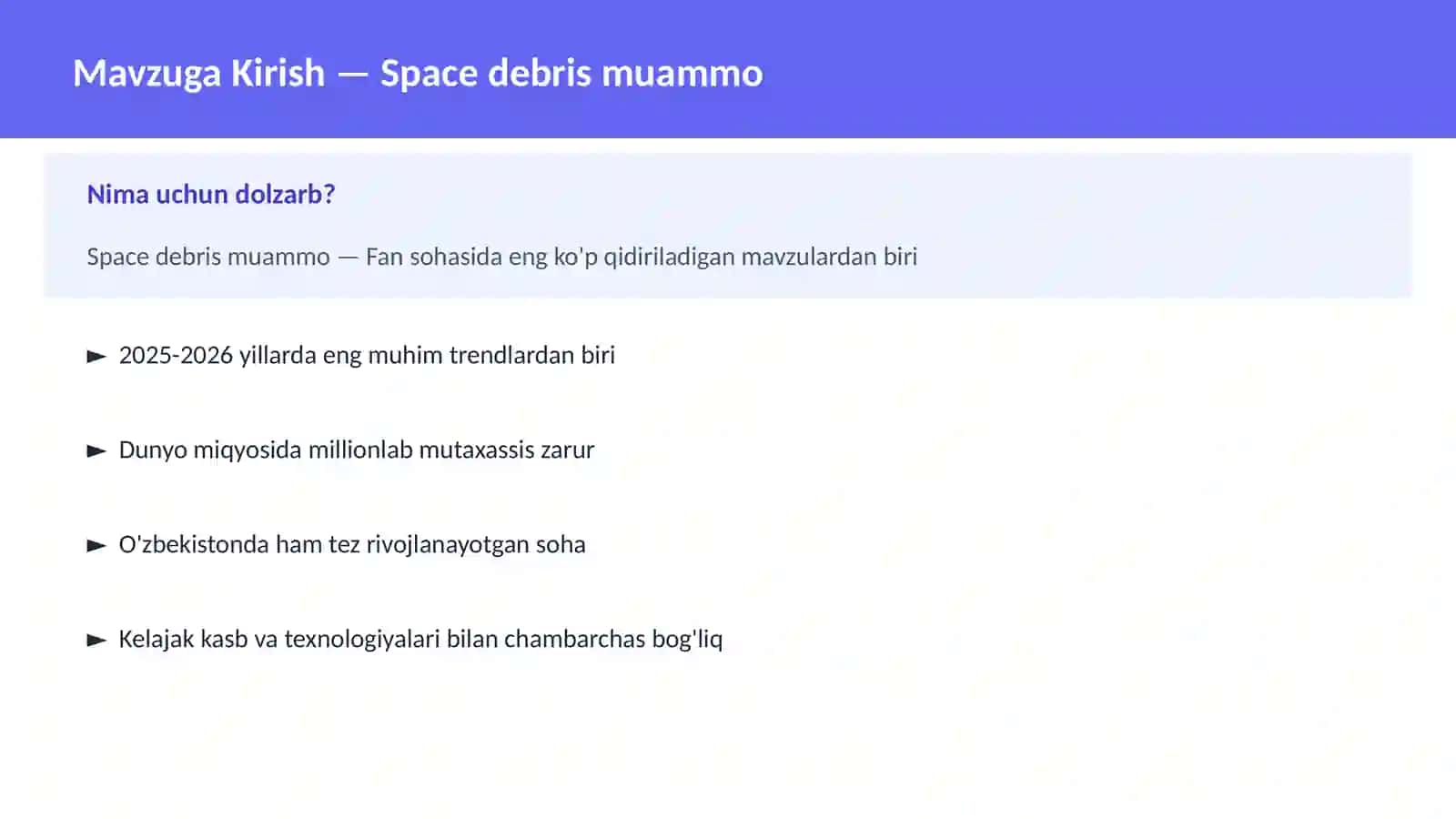 Space debris muammo 2