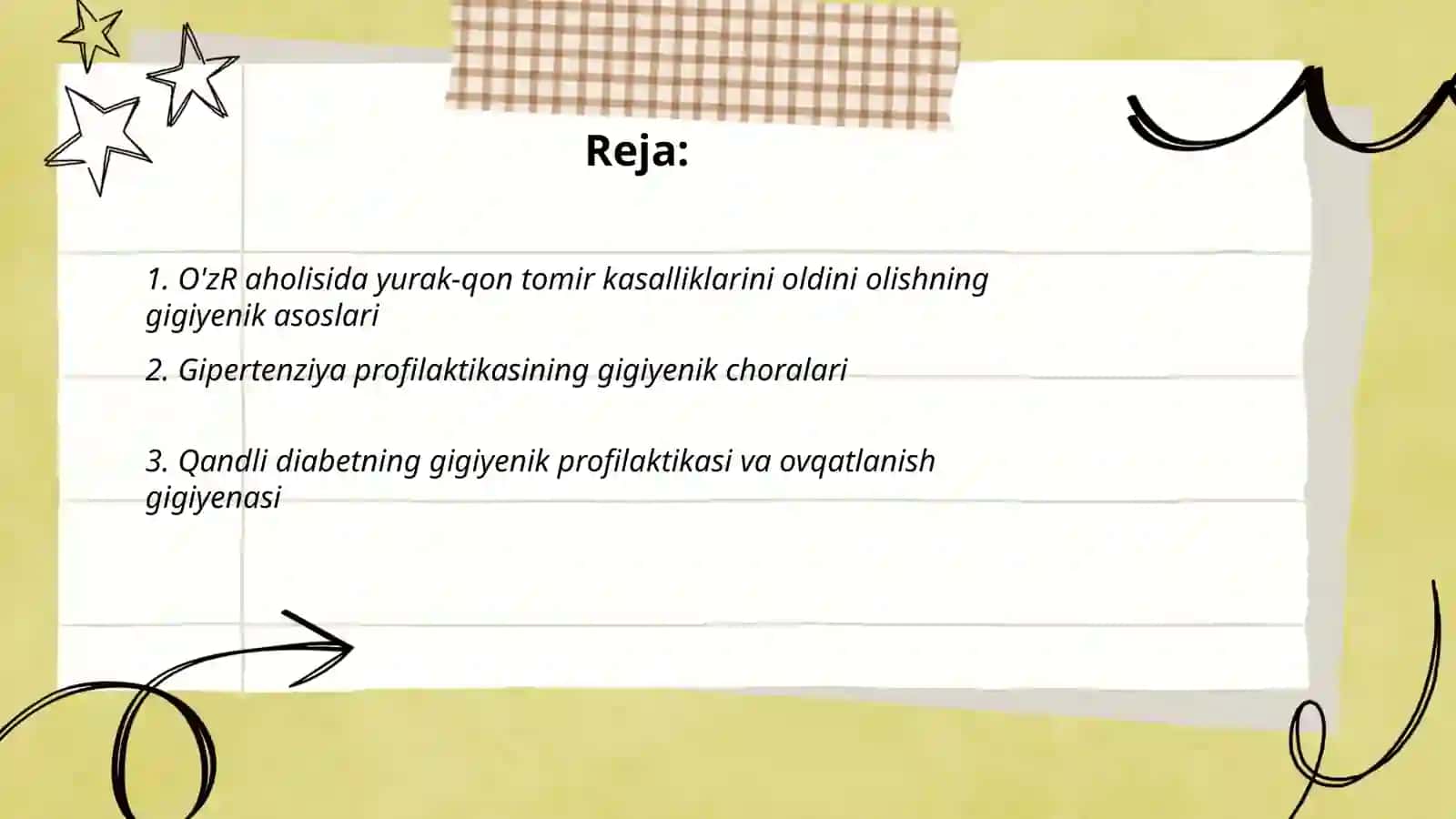 O'zR aholisining eng muhim yuqumli bo'lmagan kasalliklari profilaktikasining gigiyenik jihatlari 2