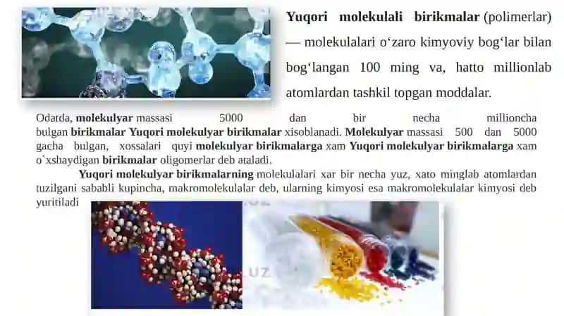 Yuqori molekulyar birikmalar eritmalarining xossalari. Oqsillar 2