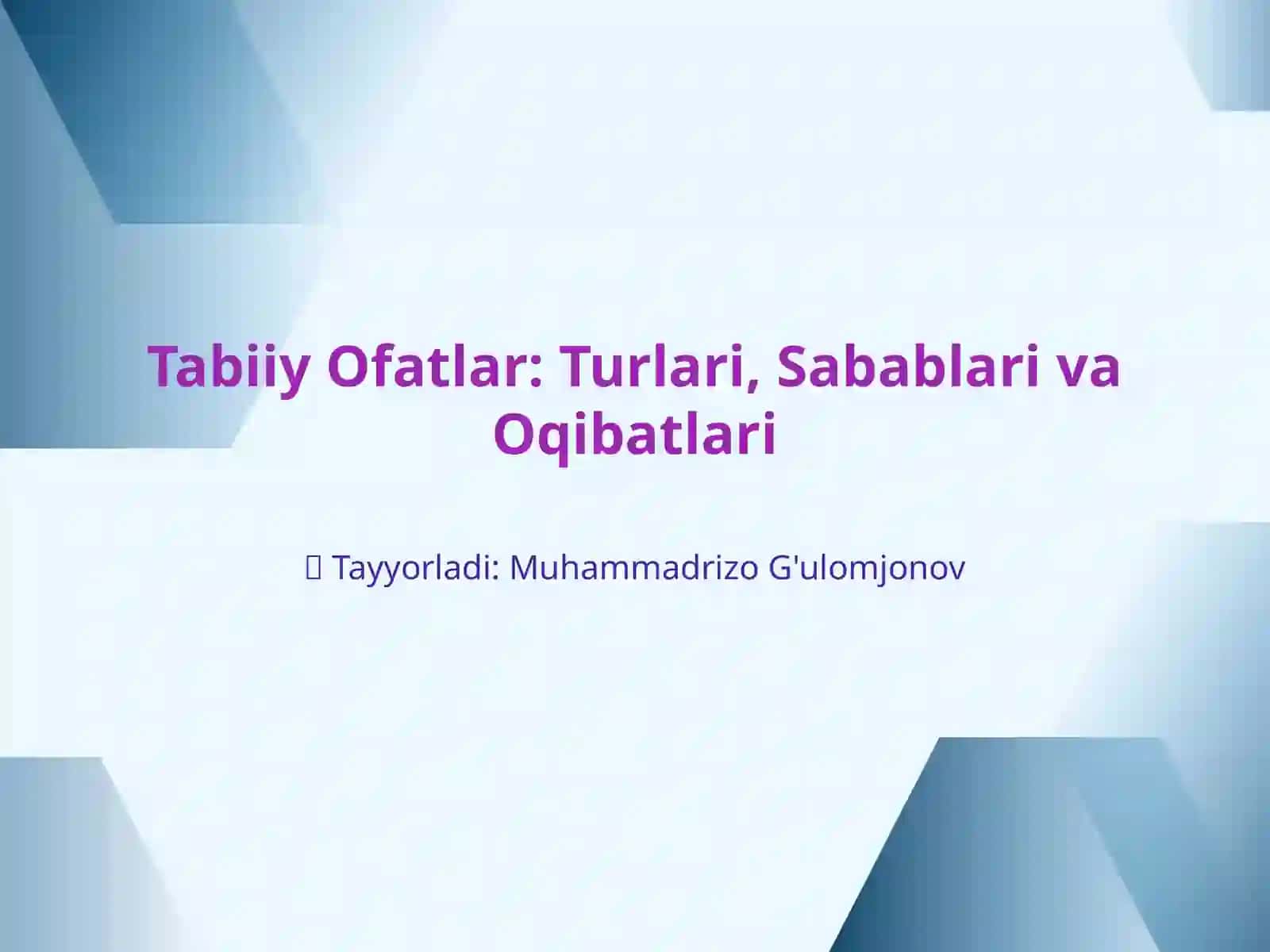 Tabbiy ofatlar 2