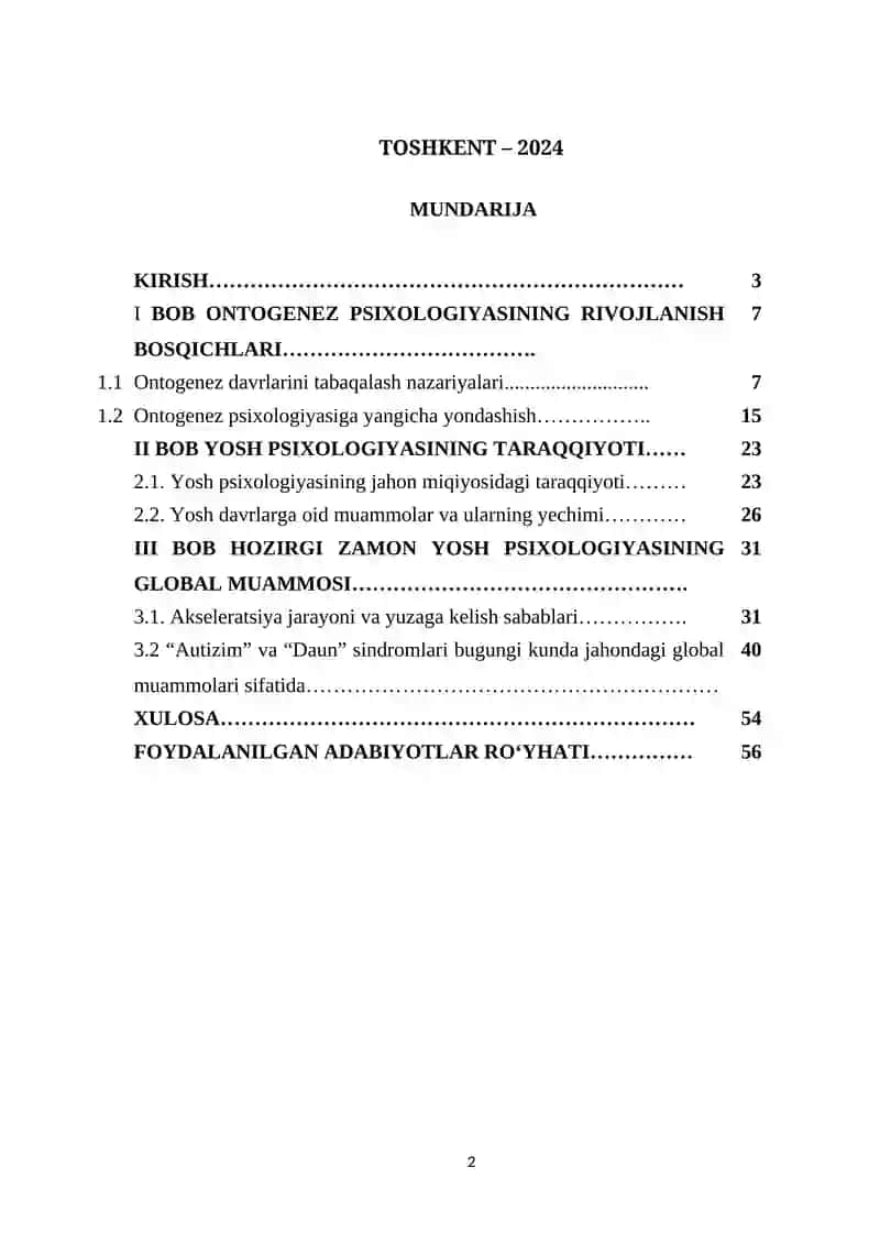 Ontogenezda psixik rivojlanish dinamikasining tadbiq etilishi –hozirgi zamon yosh psixologiyasining aktual muammosi sifatida 2